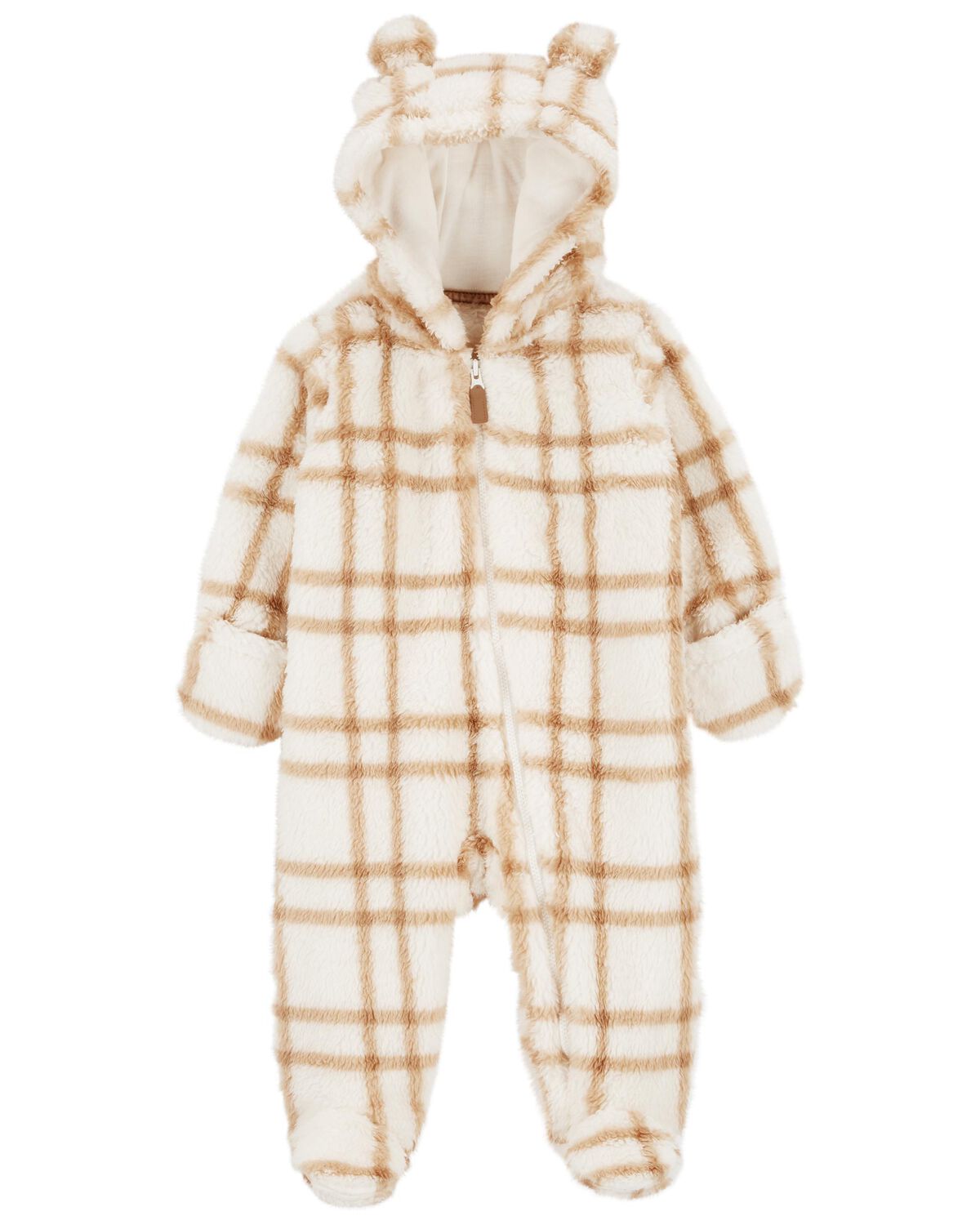 Ivory Baby Hooded Sherpa Jumpsuit