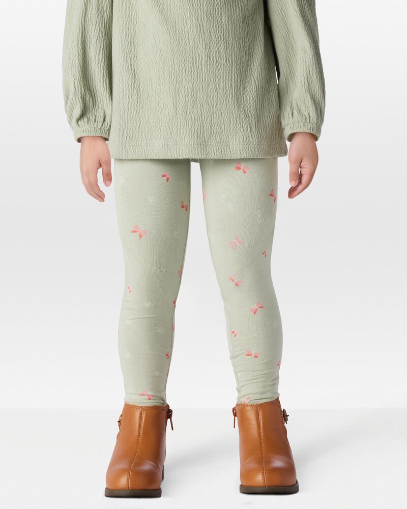 Toddler Girl Floral Stretch Leggings - Green, image 1 of 7 slides