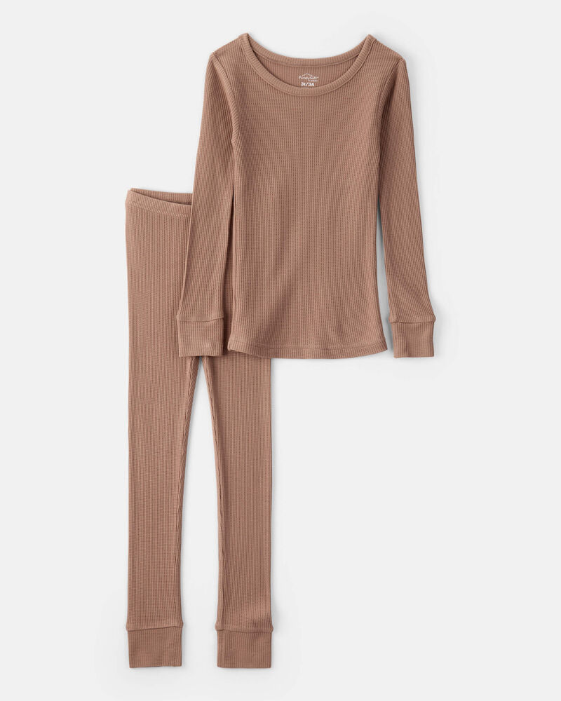 Kid PurelySoft Long-Sleeve 2-Piece Pajamas - Brown, image 1 of 4 slides
