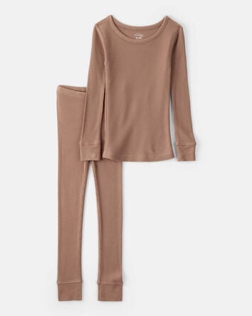 Kid PurelySoft Long-Sleeve 2-Piece Pajamas - Brown, 