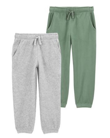 Baby 2-Pack Pull-On Cinched-Hem Fleece Pants, 
