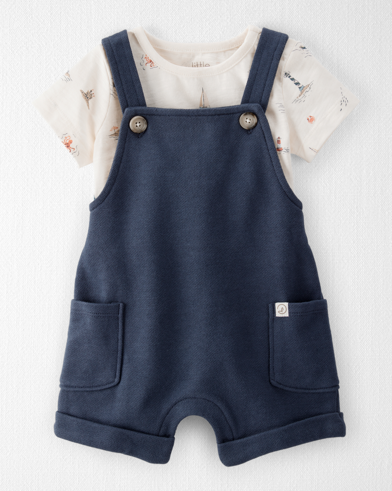 Baby 2-Piece Organic Cotton Shortall Set, image 1 of 7 slides