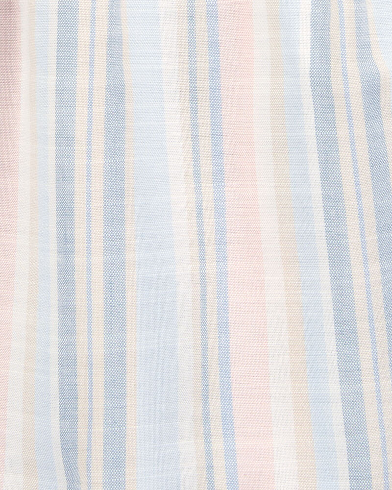 Baby Striped Linen Look-Alike Flutter Sleeves Dress, image 4 of 5 slides