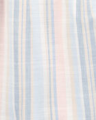 Baby Striped Linen Look-Alike Flutter Sleeves Dress, image 4 of 5 slides