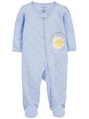 Blue - Baby 2-Way Zip Polka Dot Cotton Sleep & Play Pajamas