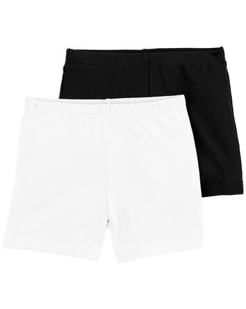 Kid 2-Pack Black/White Bike Shorts, 