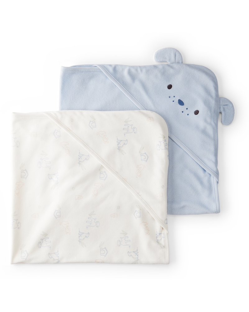 Baby 2-Pack Hooded Towels - Blue, image 1 of 1 slides