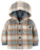 Baby Plaid Hooded Button-Front Jacket, image 1 of 4 slides