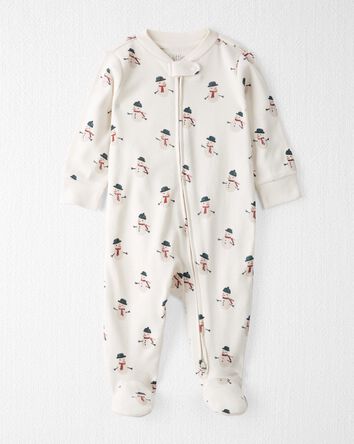 Organic Cotton Sleep & Play Pajamas in Snowman Print, 