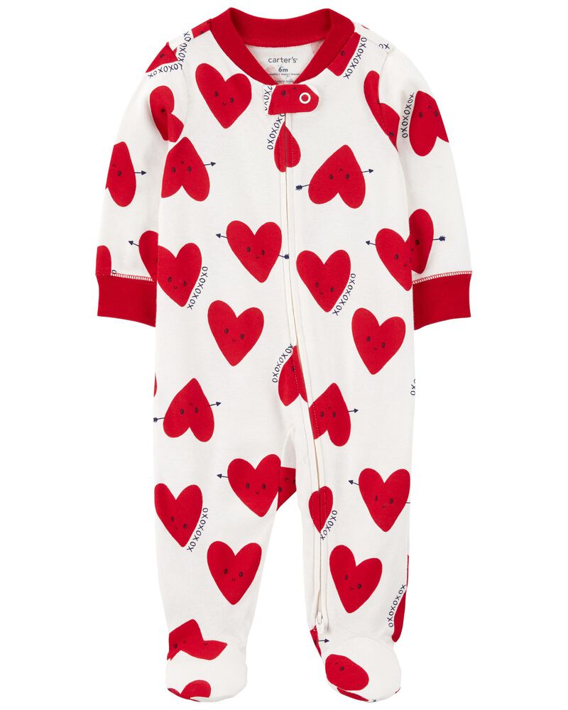 Valentine's Day Heart 2-Way Zip Cotton Sleep & Play, image 1 of 3 slides