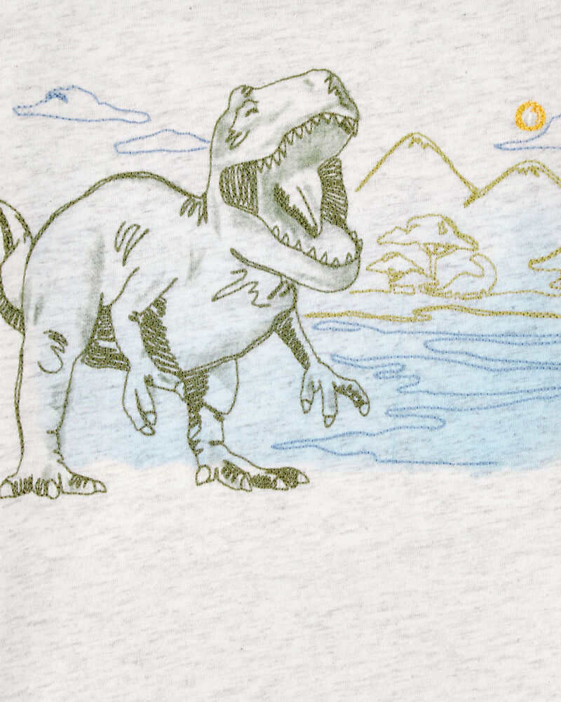 Baby Short-Sleeve Dinosaur Tee - Grey, image 2 of 3 slides