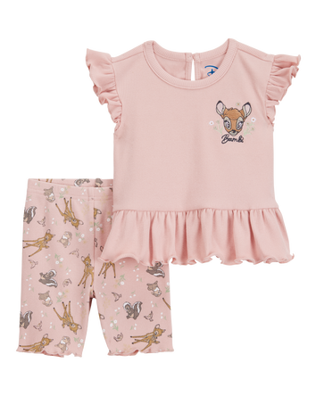 Toddler 2-Piece Bambi Flutter-Sleeve & Bike Short Set - Pink, 