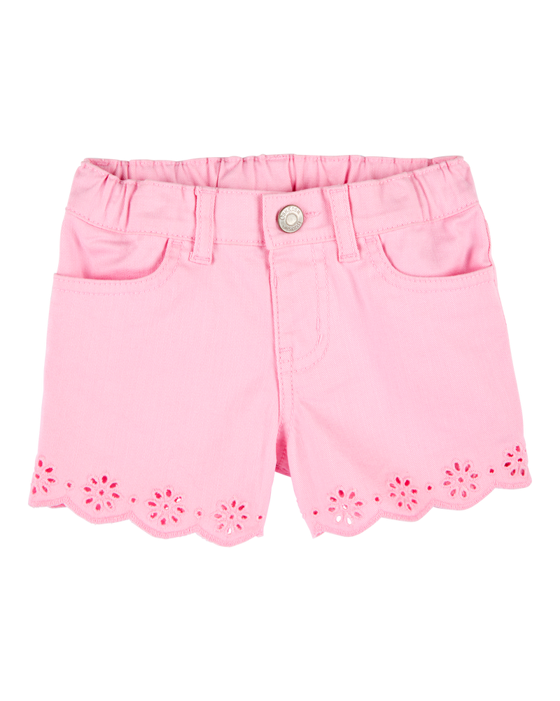 Toddler Iconic Eyelet Short - Pink, image 1 of 7 slides