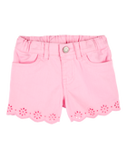 Toddler Iconic Eyelet Short - Pink, image 1 of 7 slides