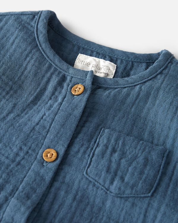 Deep Teal Baby Organic Cotton Gauze Jumpsuit