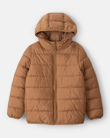 Kid Hooded Puffer Jacket - Brown, 