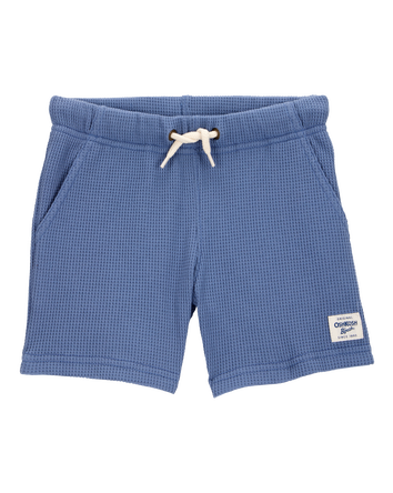 Toddler Waffle Knit Drawstring Shorts -Blue, 
