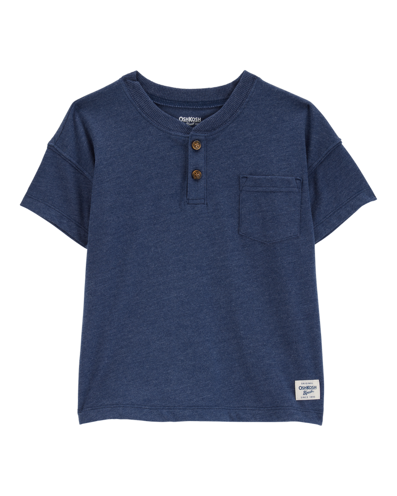 Baby Pocket Henley Tee - Navy, image 1 of 3 slides