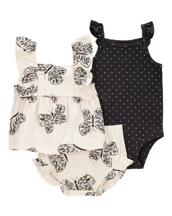 Baby Girl 3-Piece Little Diaper Cover Set, 