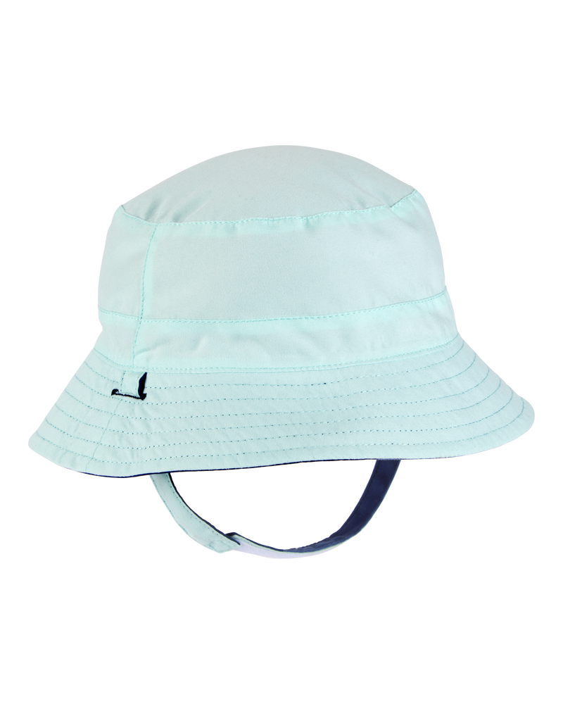 Baby Reversible Solid Swim Bucket Hat - Blue, image 2 of 3 slides