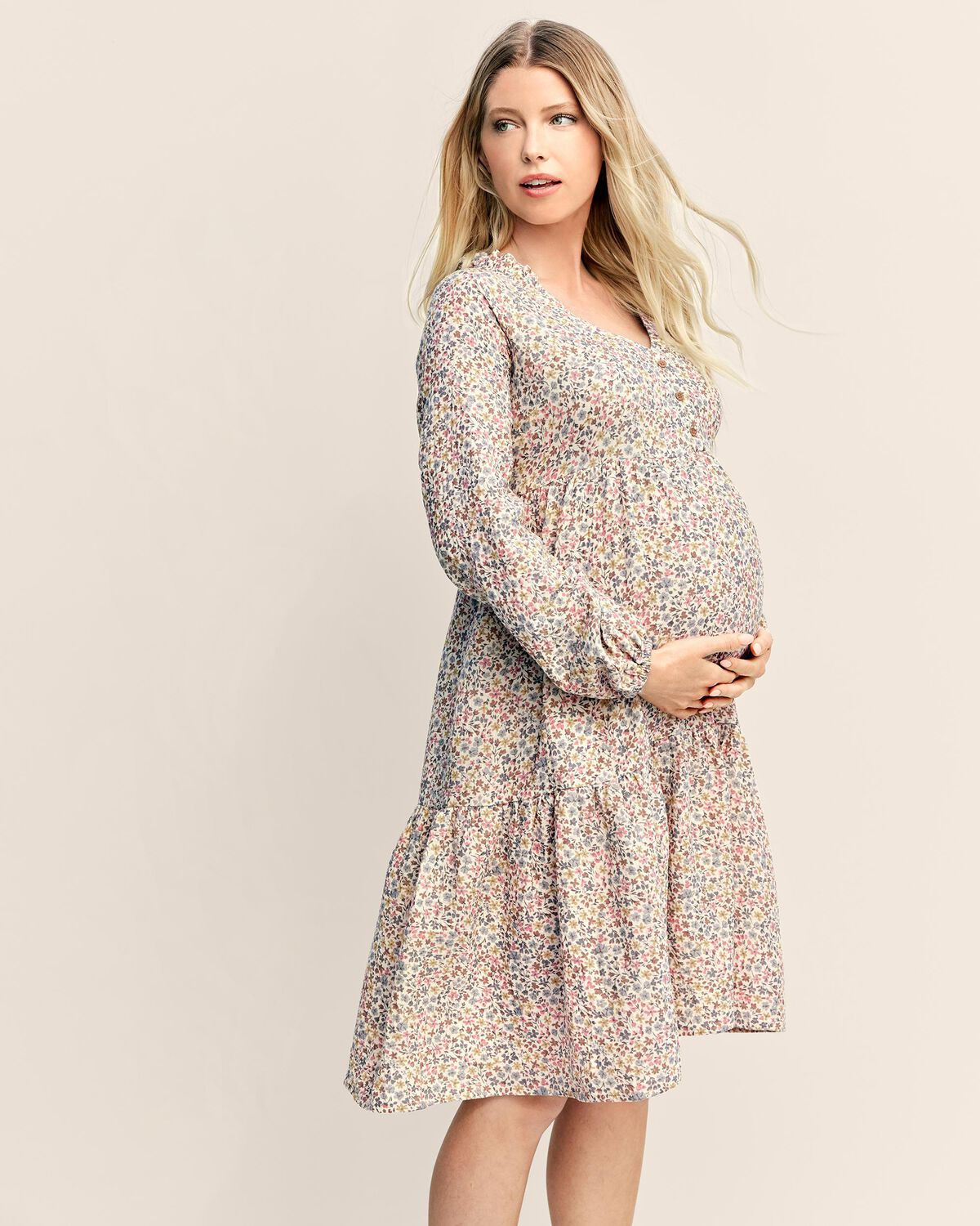 Adult Women's Maternity Button-Front Wildflower Dress