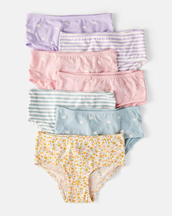 Toddler Girl 7-Pack Heart Print Brief Underwear - Blue/Purple/Pink, 