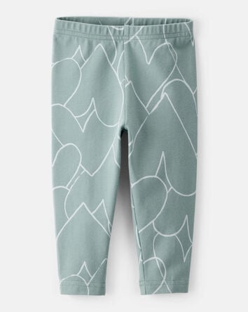 Baby Girl Cotton Heart Stretch Leggings - Green, 