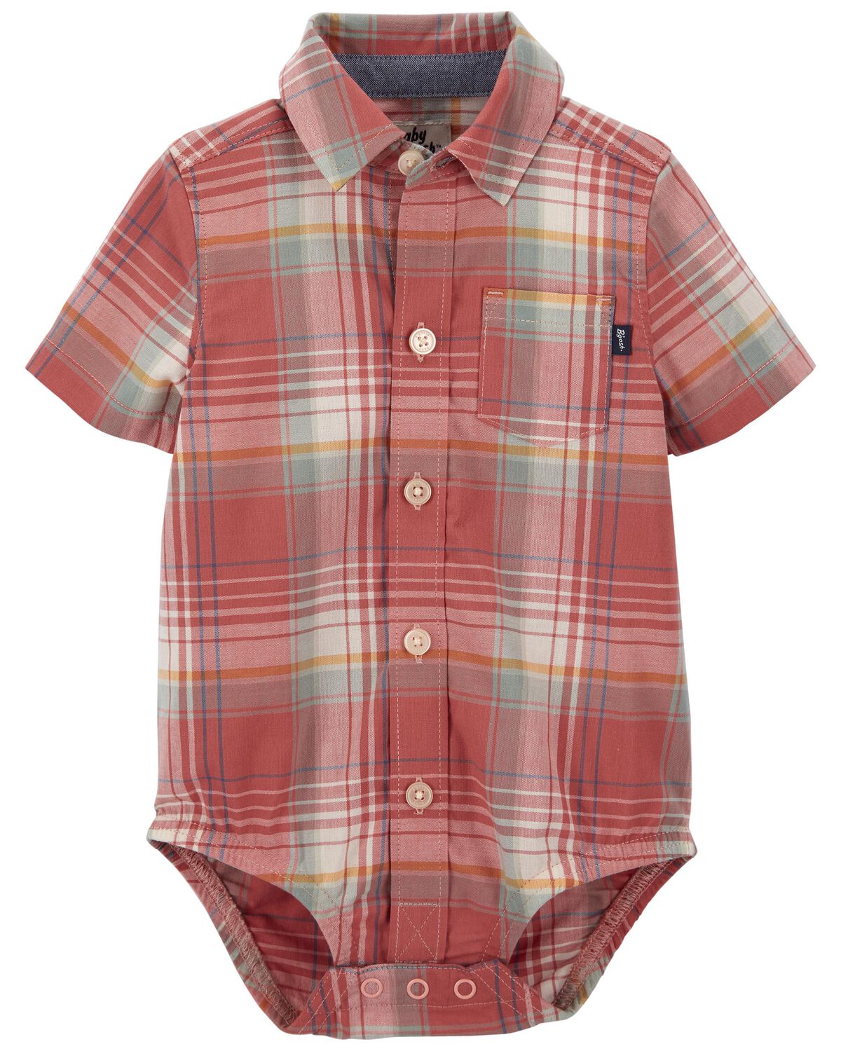 Red Baby Plaid ButtonFront Bodysuit