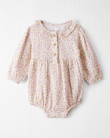 Baby Girl Organic Cotton Gauze Bubble in Botanic Muse Print, 