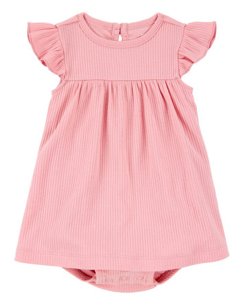 Baby 2-Piece Bodysuit Dress & Cardigan Set - Pink/Ivory, 