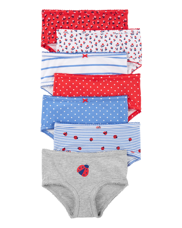 Kid 7-Pack Ladybug Print Brief Stretch Cotton Underwear, 