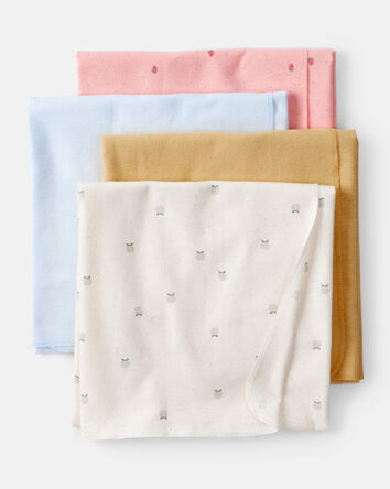 Baby Girl 4-Pack Fruit Print Receiving Blankets, 