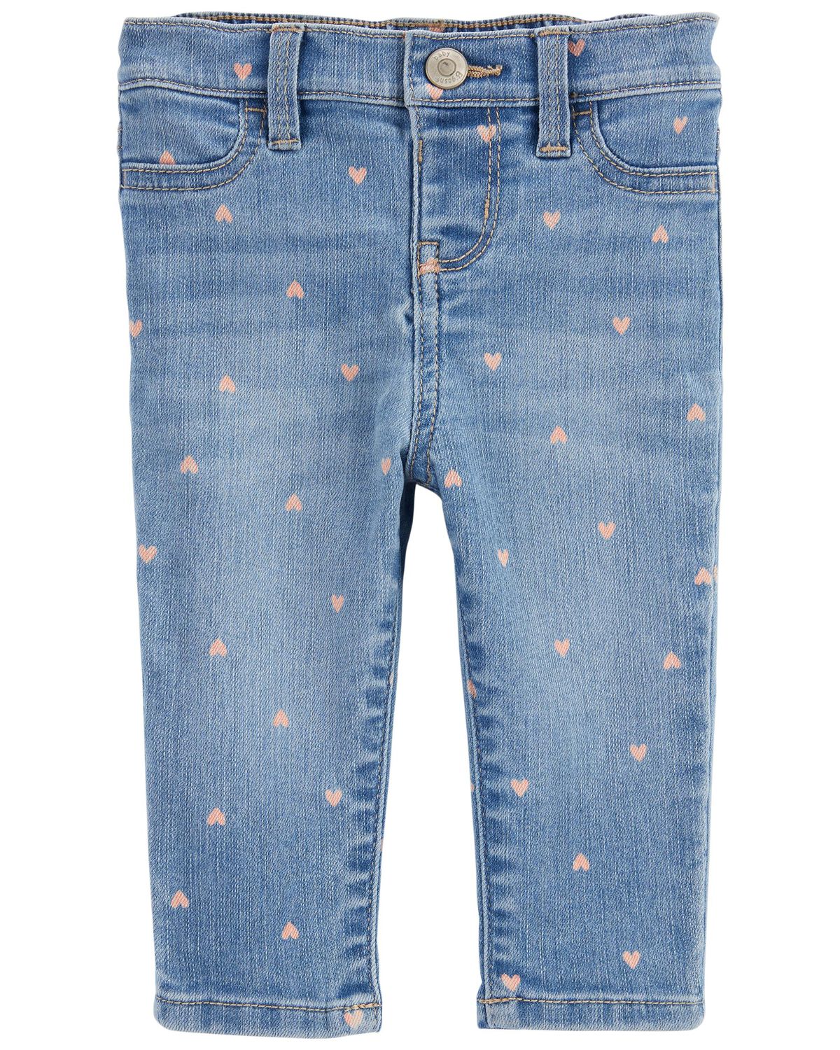Blue Baby Heart Print PullOn Denim Pants