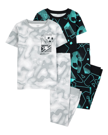 Kid 4-Piece Sports Cotton Pajamas, 