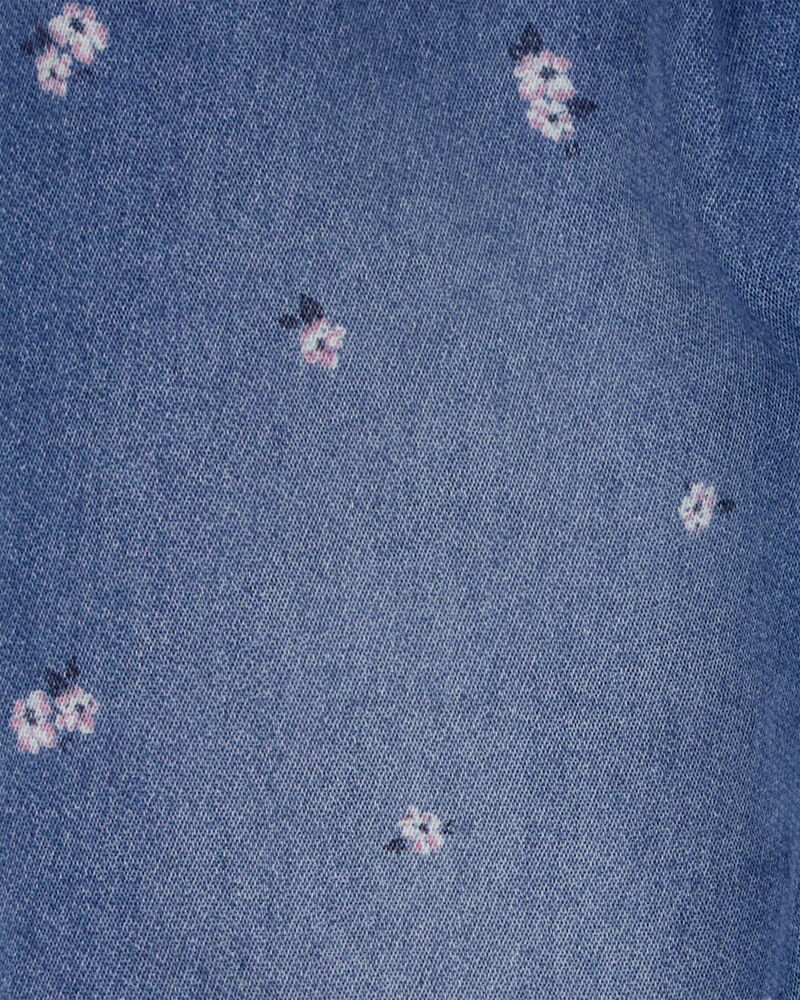 Baby Floral Print Knit-Like Denim Joggers, image 3 of 5 slides
