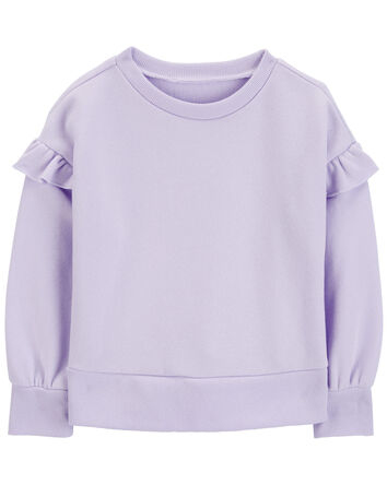 Flutter Sleeves Fleece Crew Neck Sweatshirt, 