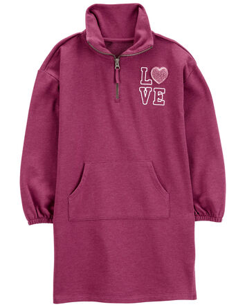 Kid Love Heart Sweatshirt Dress, 