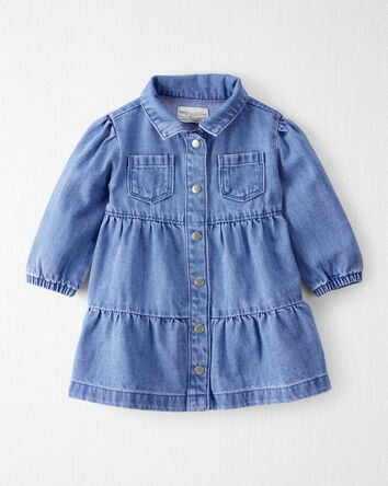 Baby Girl Organic Cotton Chambray Dress, 