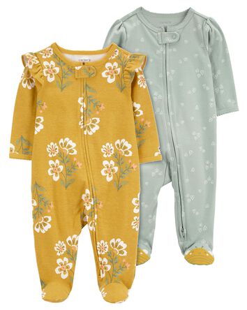 Baby 2-Pack Floral Print 2-Way Zip Cotton Sleep & Plays
, 