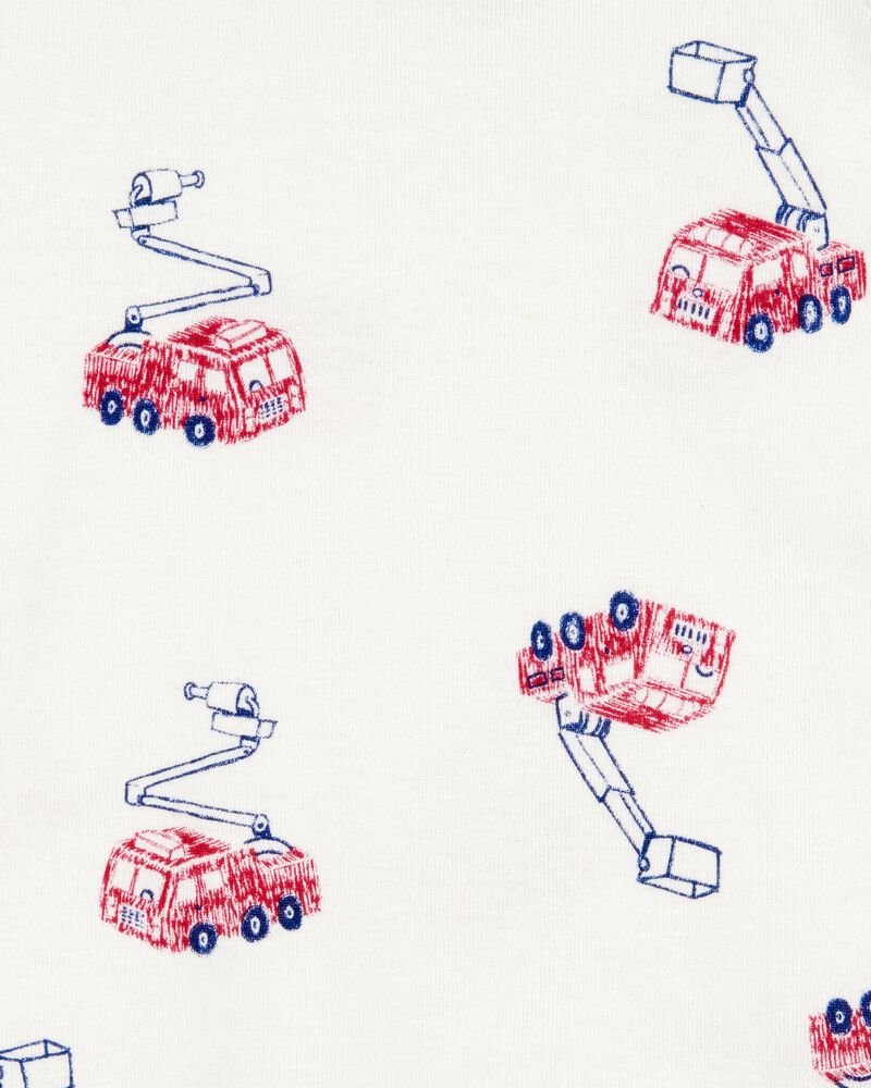 Baby 4-Piece Fire Truck Cotton Pajamas, image 3 of 4 slides