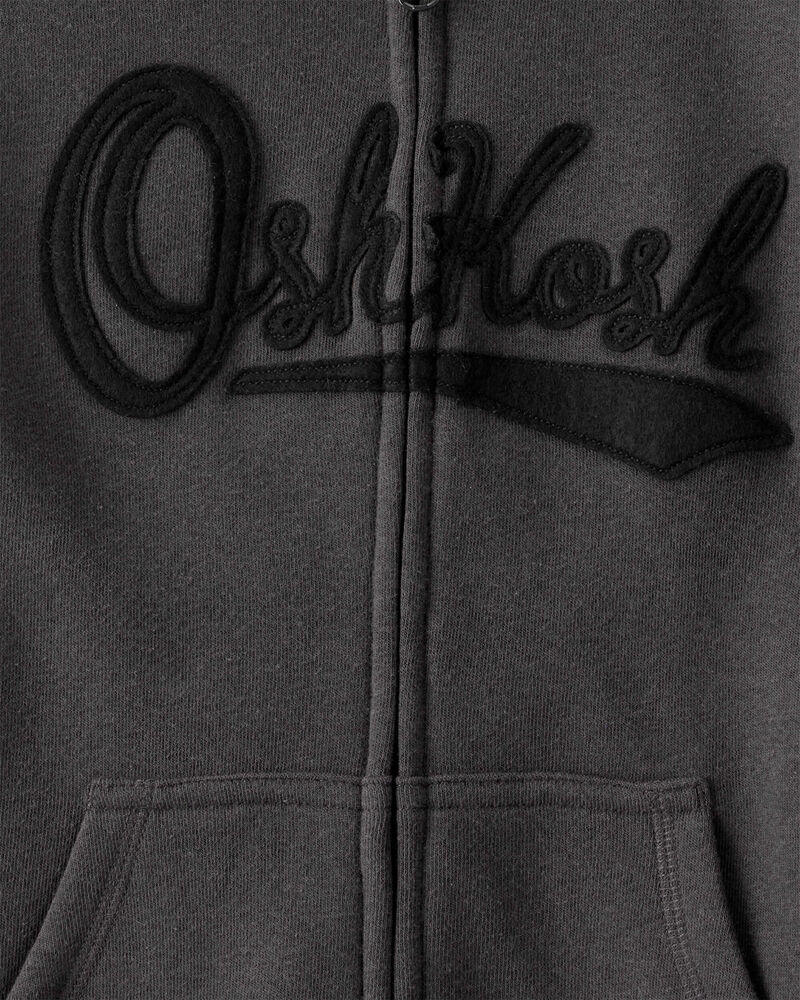 Boys OshKosh Fleece Logo Zip Jacket - Black, image 3 of 4 slides