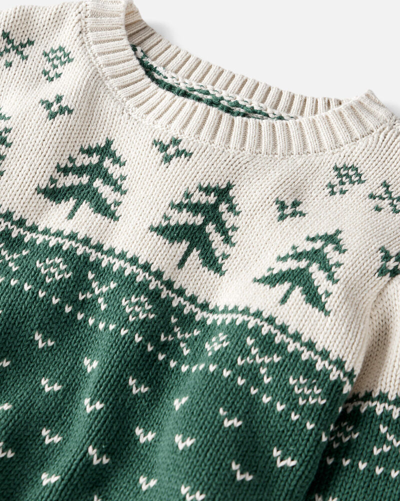 Kid Organic Cotton Evergreen Fair Isle Sweater , image 2 of 5 slides