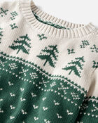 Kid Organic Cotton Evergreen Fair Isle Sweater , image 2 of 5 slides