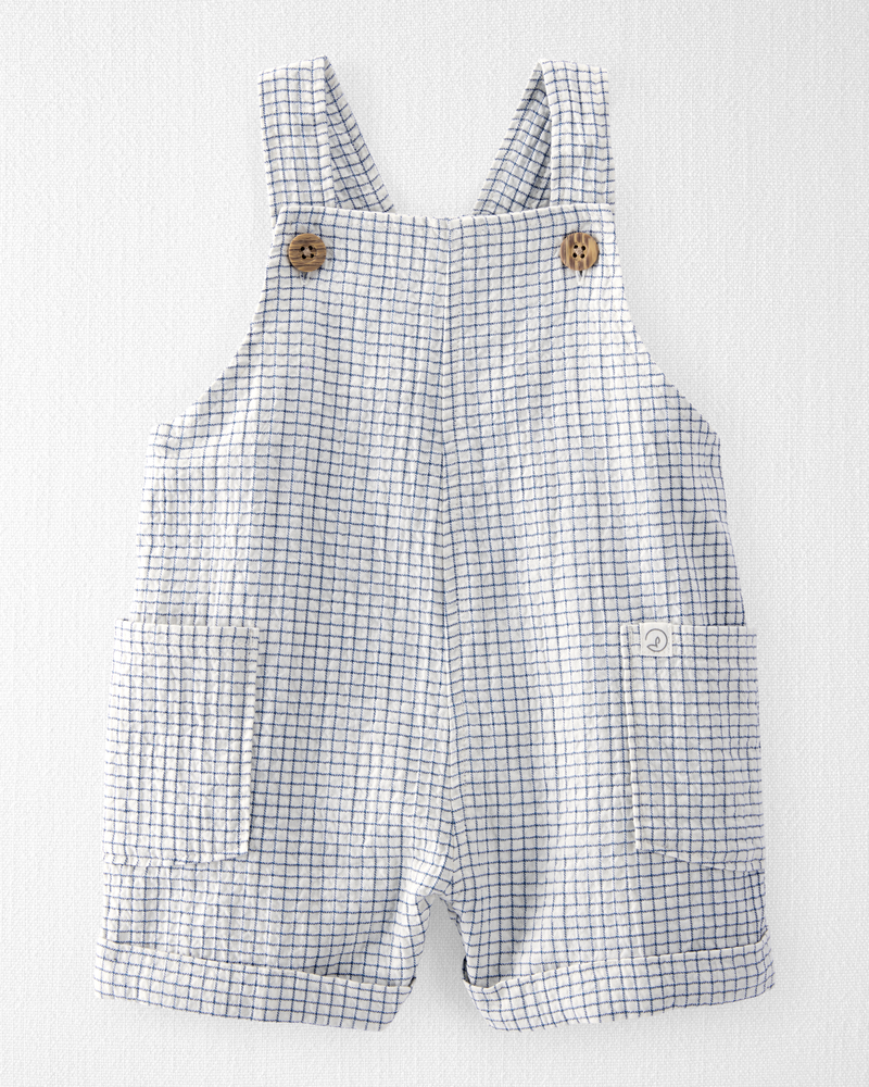 Baby Organic Cotton Checkered-Print Shortalls, image 1 of 4 slides