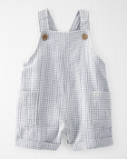 Baby Organic Cotton Checkered-Print Shortalls, image 1 of 4 slides
