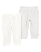 Baby 2-Pack Pull-On Pants - Ivory, image 2 of 5 slides