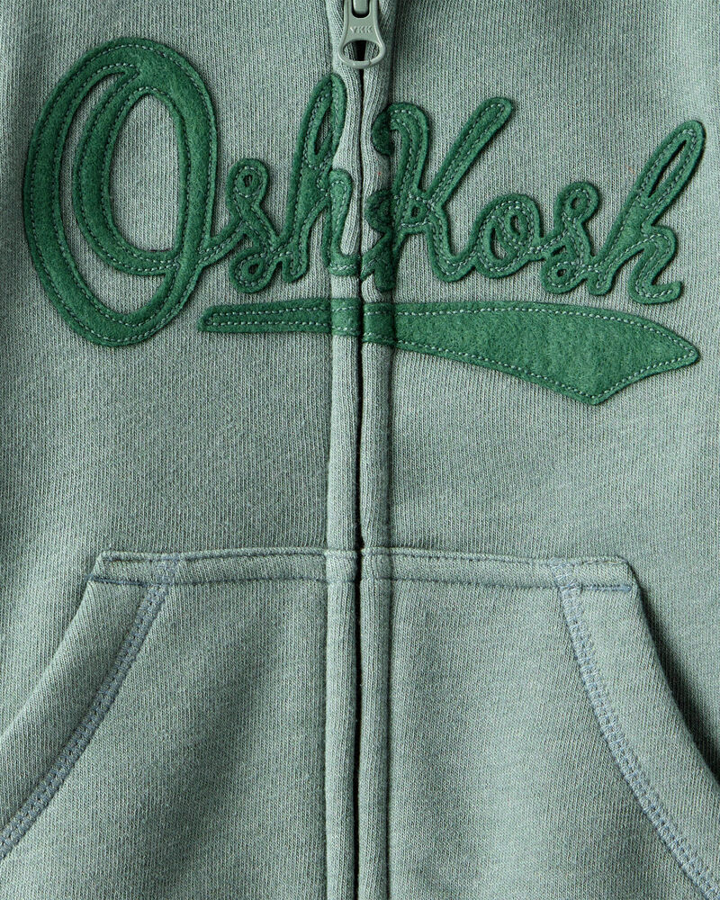 Baby Boy OshKosh Fleece Logo Zip Jacket - Green, image 3 of 4 slides