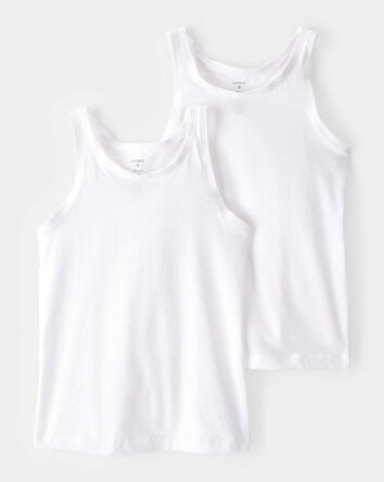 Girls 2-Pack Tank Undershirts - White, 