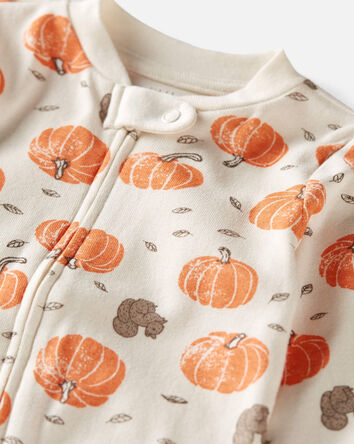 Baby Organic Cotton Sleep & Play Pajamas in Harvest Pumpkins Print, 