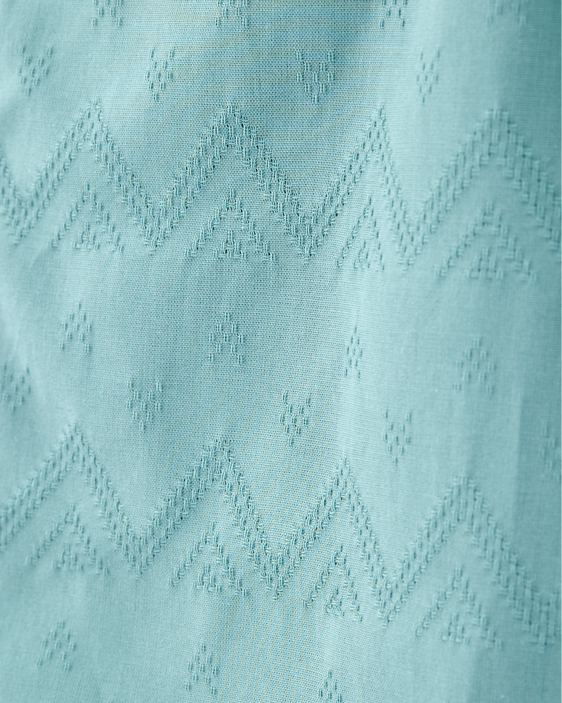 Kid Chevron Print Short-Sleeve Button-Down - Teal, image 2 of 4 slides